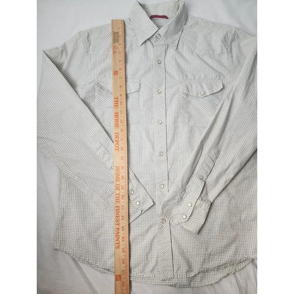 Banana Republic Men's Slim Fit M Medium Pearl Snap Checkered Western Shirt